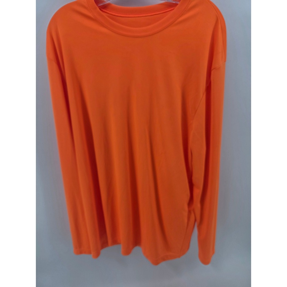 Hanes Cool Dri Mens XL Long Sleeve Performance Shirt Safety Orange Wicking 3021